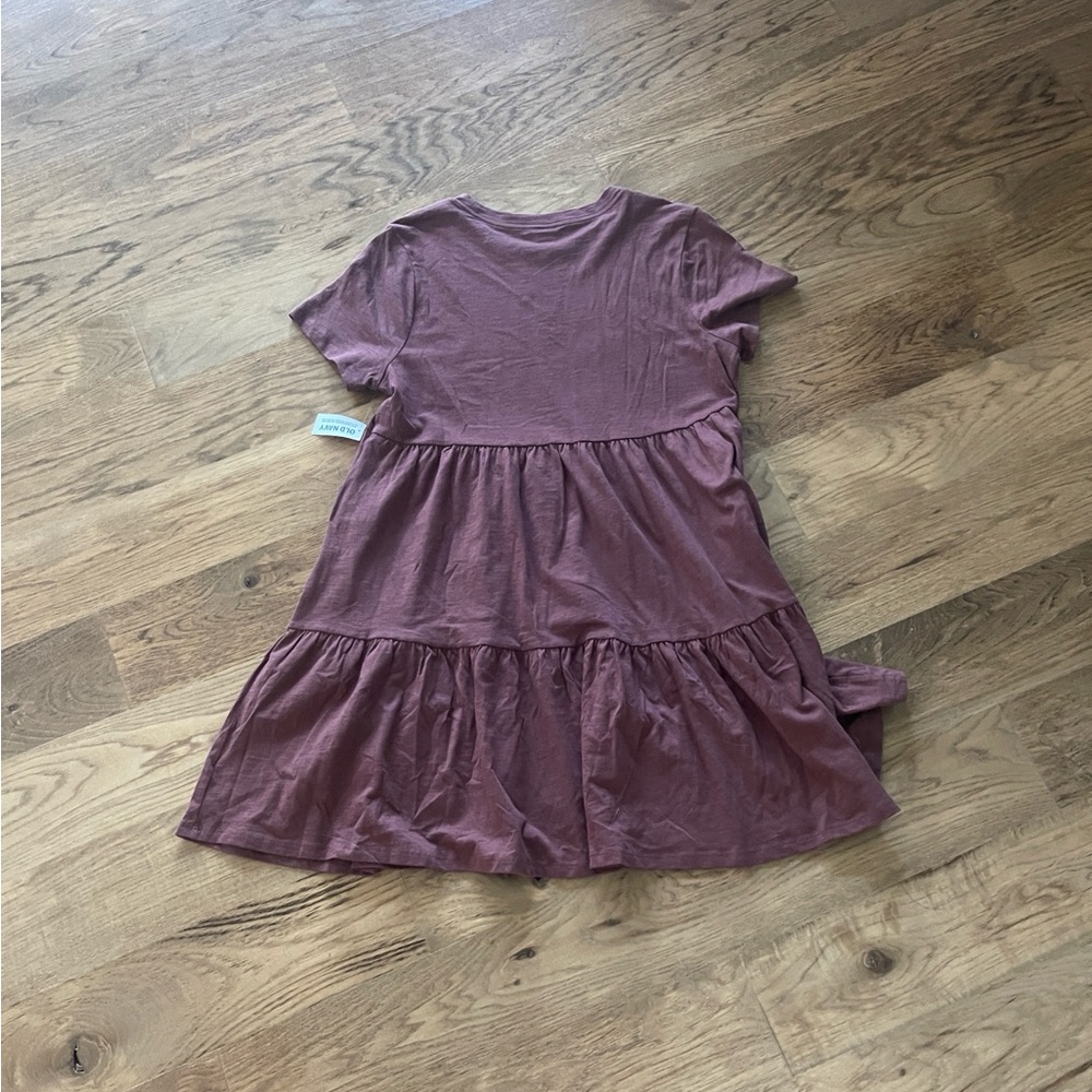 NWT Old Navy Short-Sleeve Tiered Slub-Knit Mini Swing Dress - Picture 4 of 5
